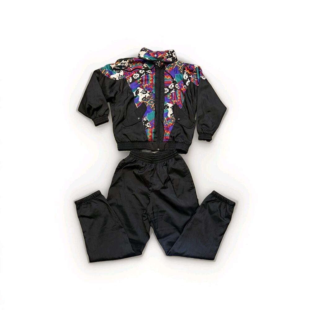 VTG Lavon Womens Tracksuit 2 Piece Jacket & Pants (Size S) Satin Velvet 80s